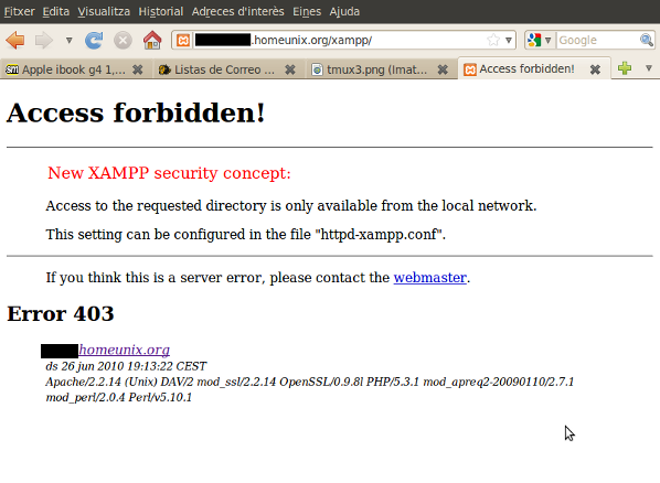 kreanto, desarrollo web, restriccion seguridad XAMPP